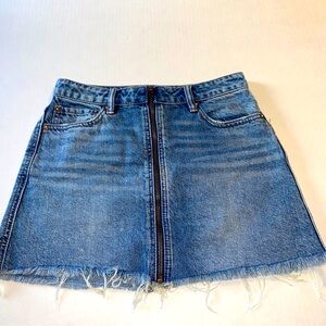 We The Free Blue Denim Zip-Front Mini Skirt, Size 25 (US)
